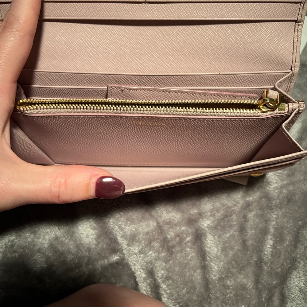 Prada Light Pink Saffiano Leather Continental Wallet with Gold Hardware - Picture 12 of 16
